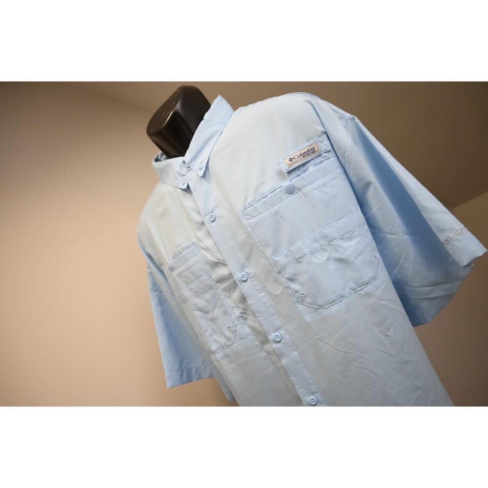 Columbia PFG Vented Fishing Shirt Blue Omni-Shade Camp Shirt Mens Sz 2XL XXL